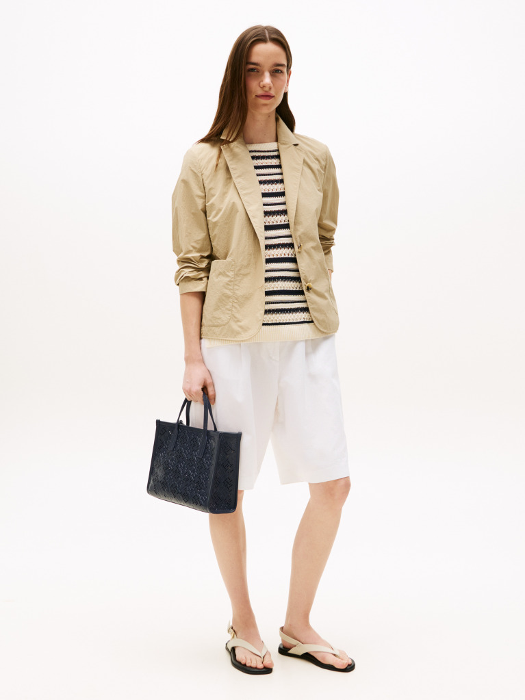Blue Geanta Tote City Cu Monograma TH  Femei