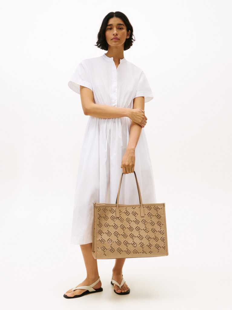 Khaki Geanta Tote City Cu Monograma TH  Femei