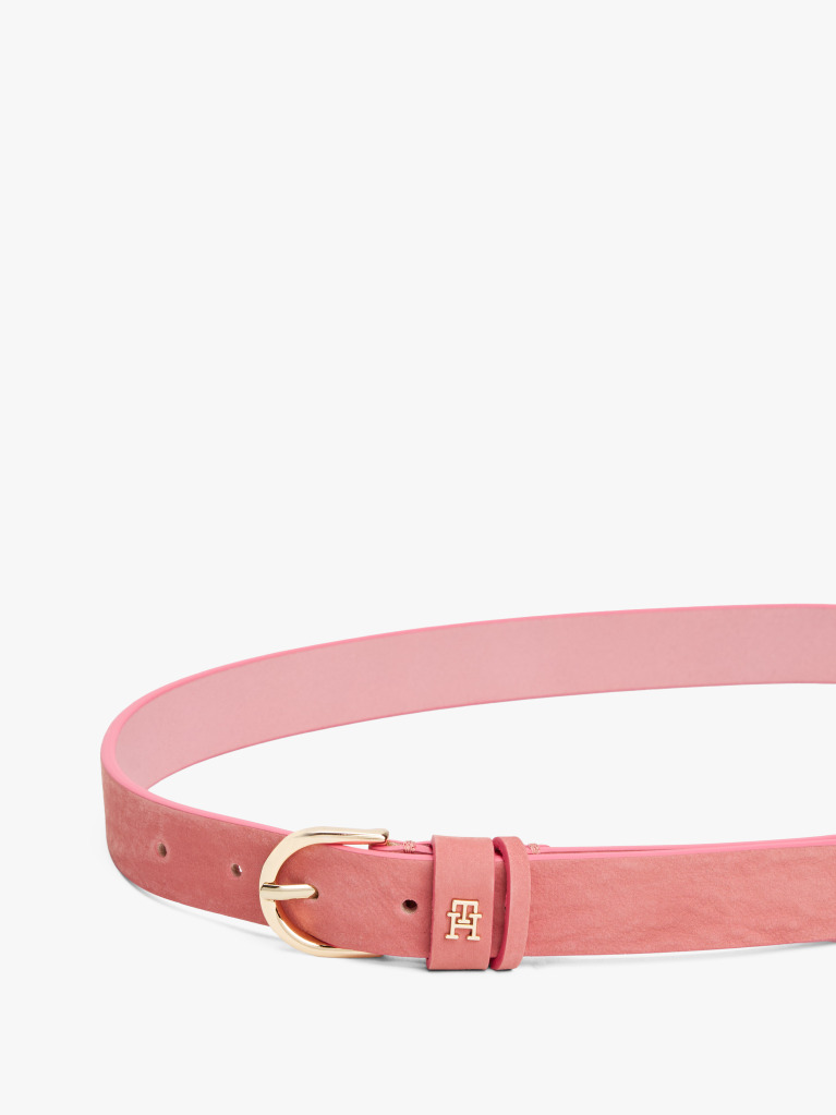 Pink Essential TH Monogram Plaque Leather Belt  Women
