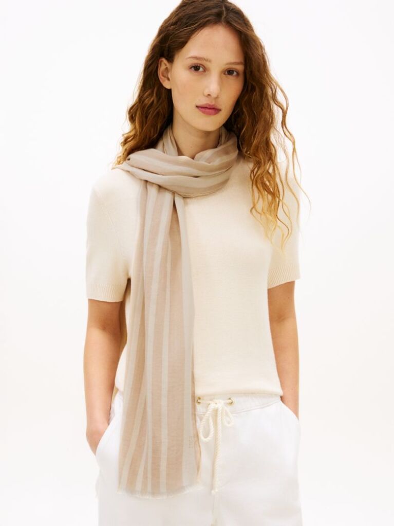Bej Esarfa Dreptunghiulara Chic TH Monogram  Femei