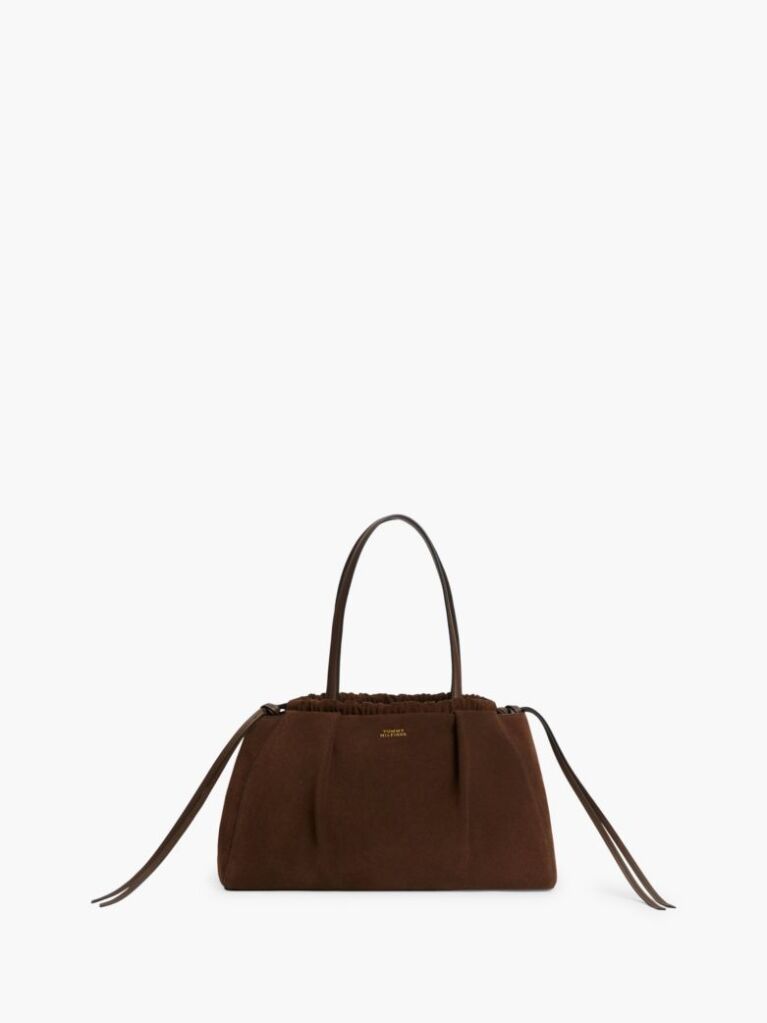 Brown Soft Suede Contrast Piping Hobo Bag  Women