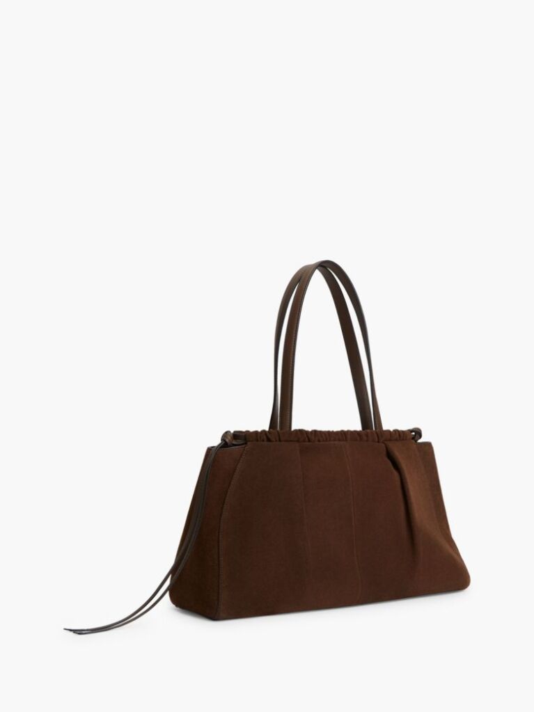 Brown Soft Suede Contrast Piping Hobo Bag  Women