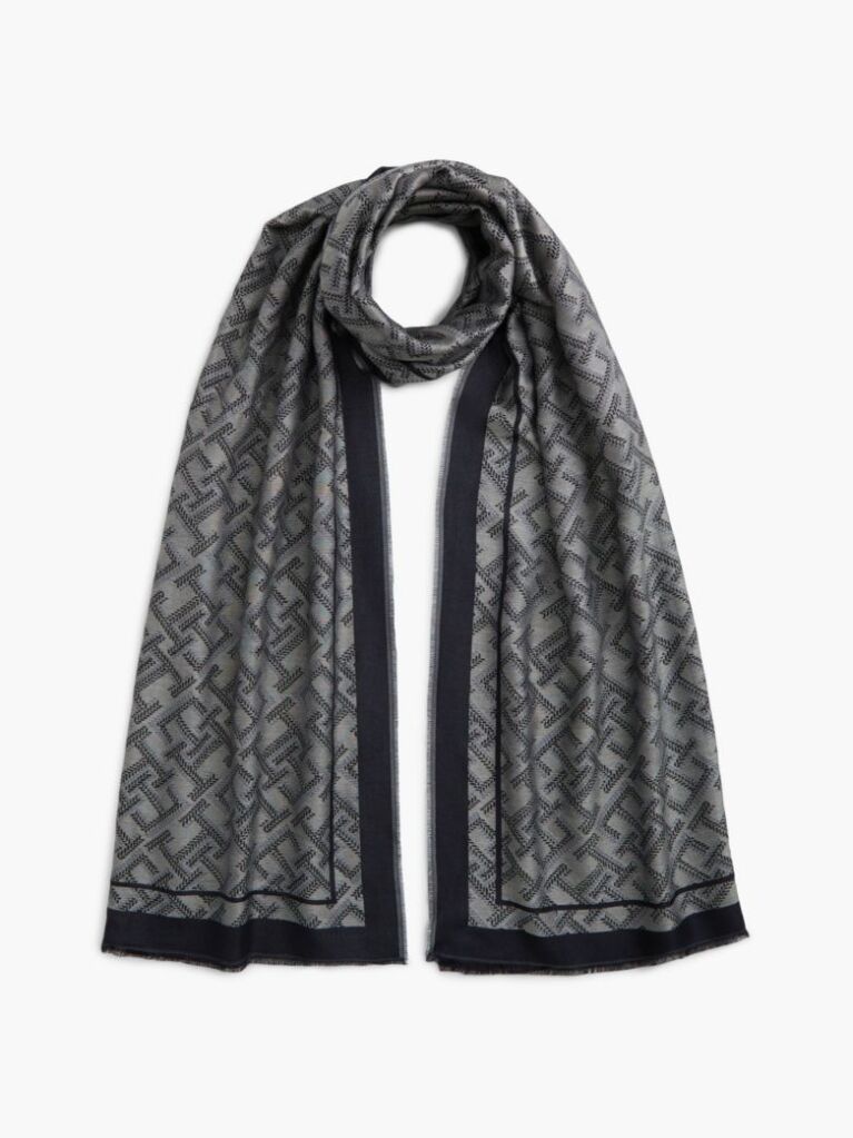 Blue Fular Jacquard Cu Monograma TH  Femei