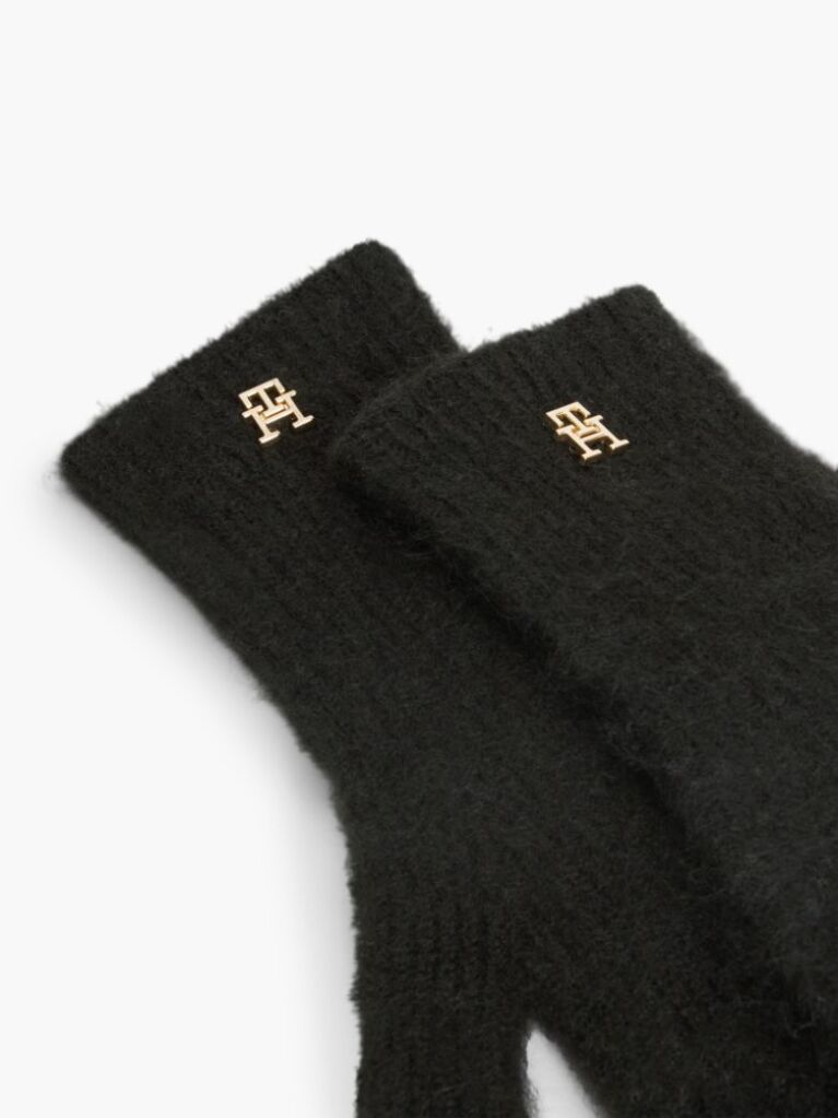 Negru Manusi Chic Din Alpaca Cu Monograma TH  Femei