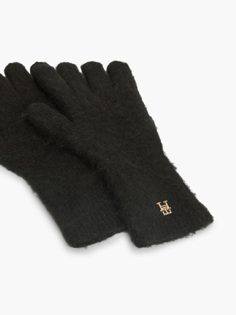 Negru Manusi Chic Din Alpaca Cu Monograma TH  Femei