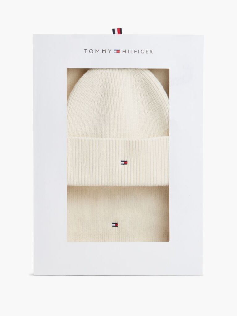 Bej Cutie De Cadou Cu Caciula Si Fular Cu Steag Hilfiger  Femei