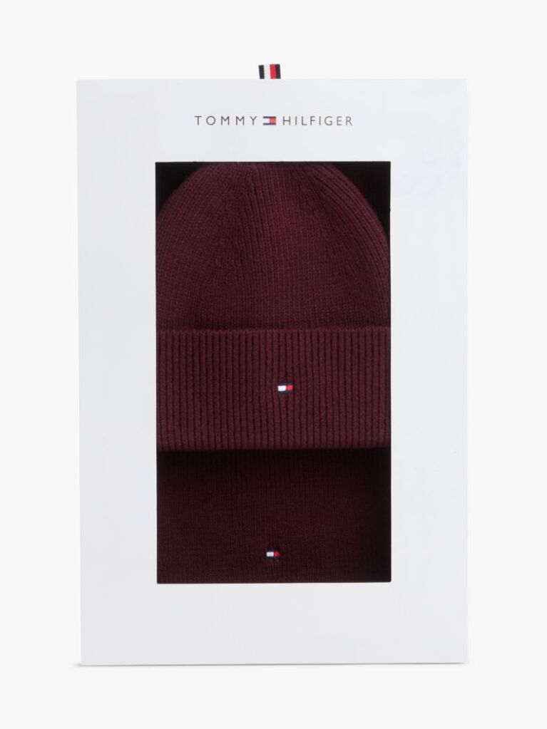 Rosu Cutie De Cadou Cu Caciula Si Fular Cu Steag Hilfiger  Femei