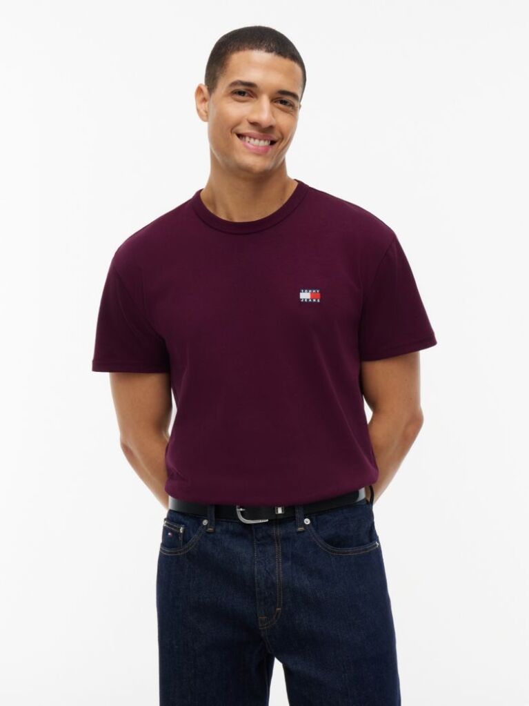 Mov Tricou Cu Guler Rotund Tommy Badge  Barbati