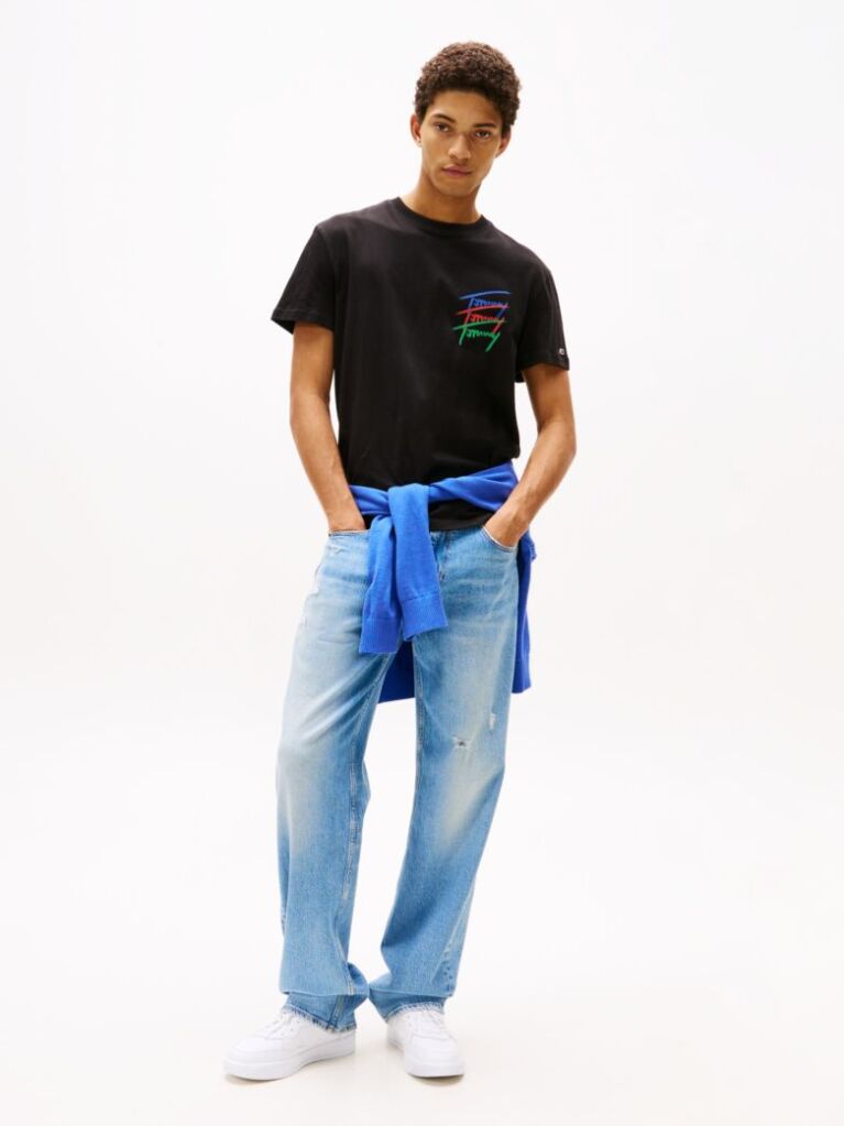 Negru Tricou Cu Grafic Logo Pe Spate  Barbati