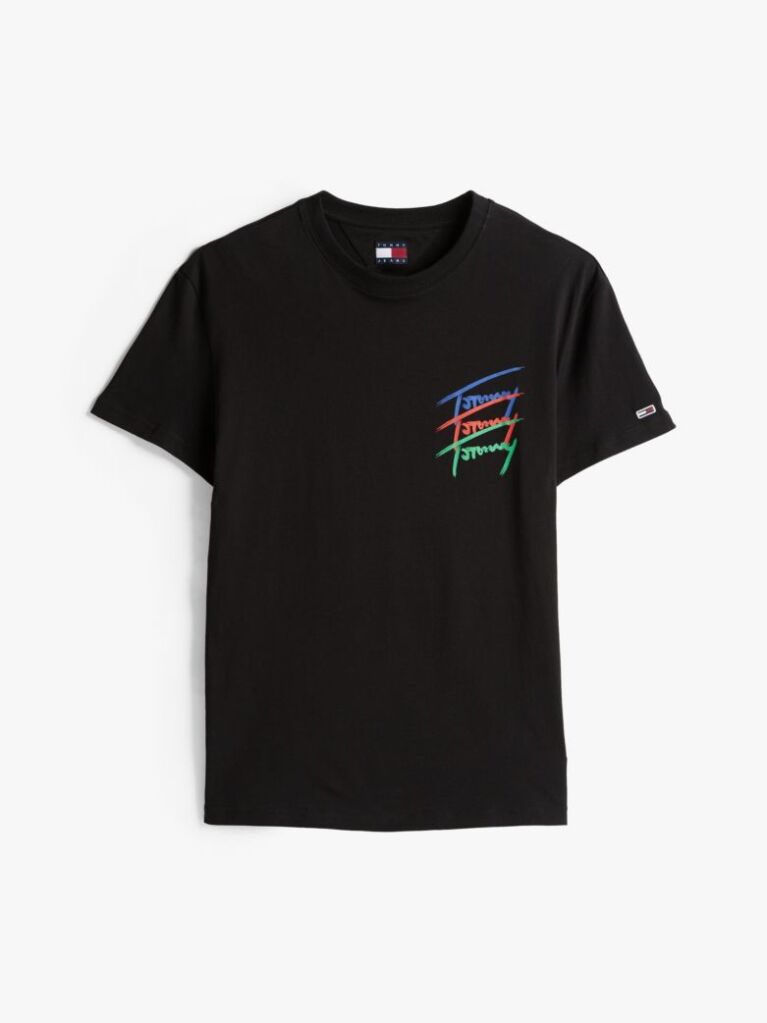 Negru Tricou Cu Grafic Logo Pe Spate  Barbati