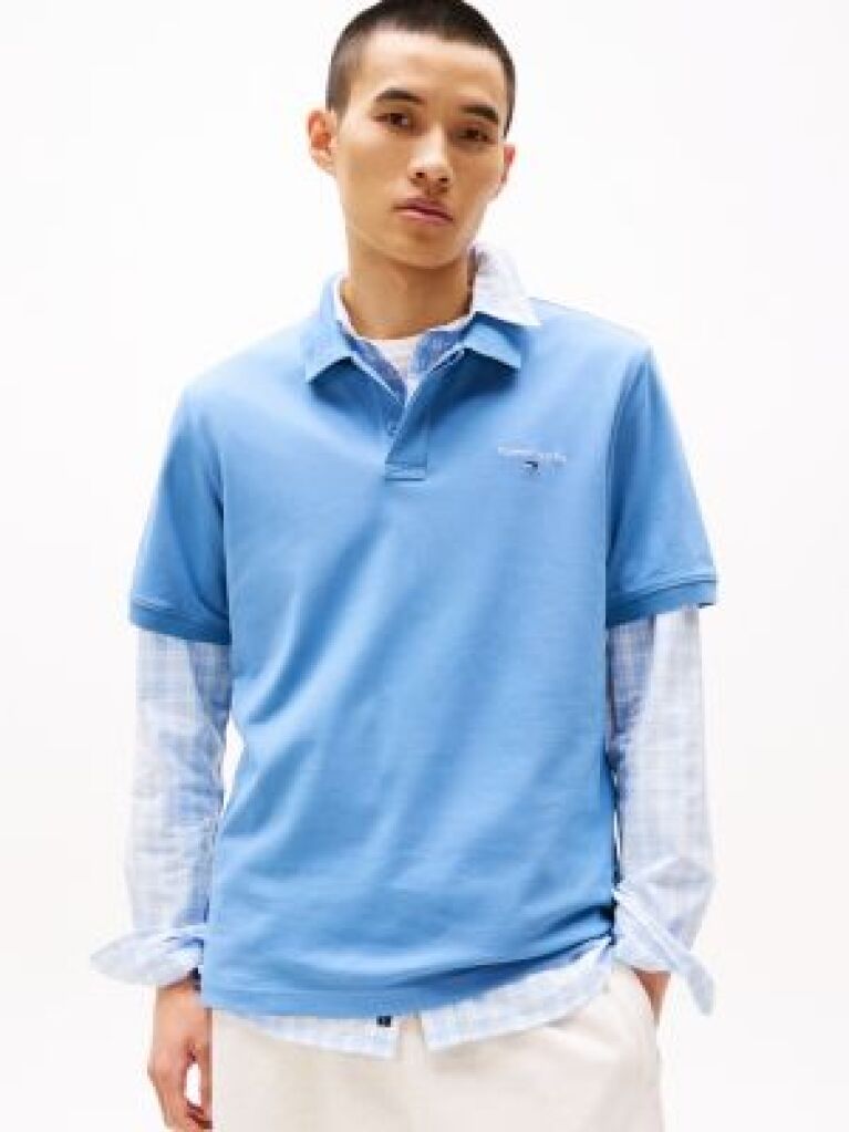 Blue Tricou Polo Croiala Regular Fit  Barbati