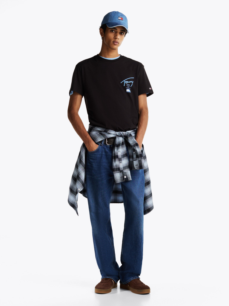 Black Signature Back Logo T-Shirt  Men