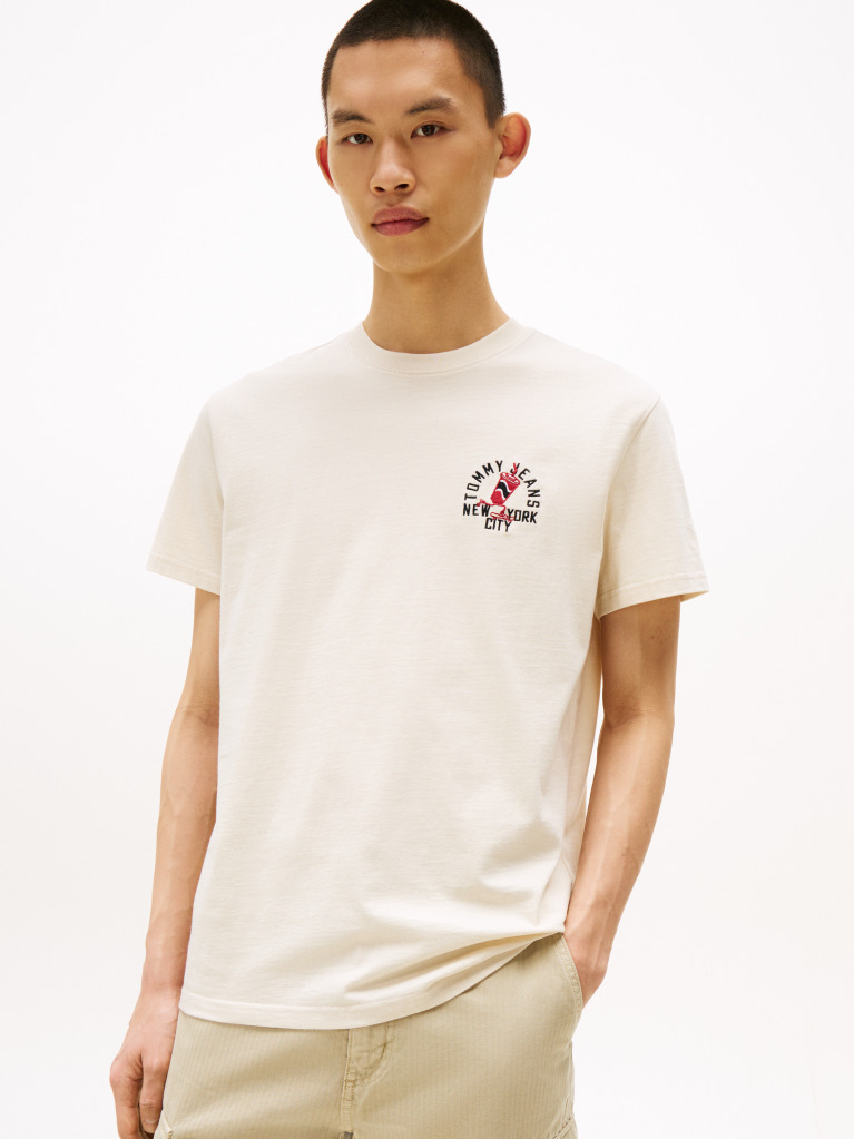 Bej Tricou Regular Mic Cu Motif  Barbati