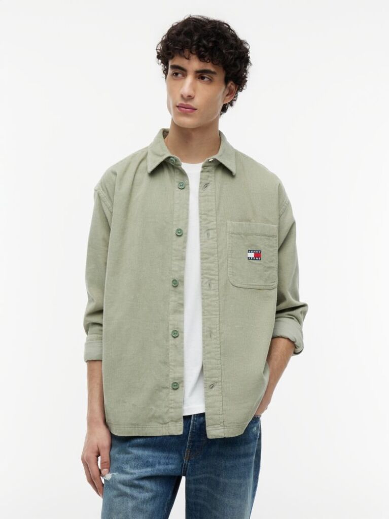 Verde Camasa Overshirt Din Catifea De Tip Cord Brick  Barbati