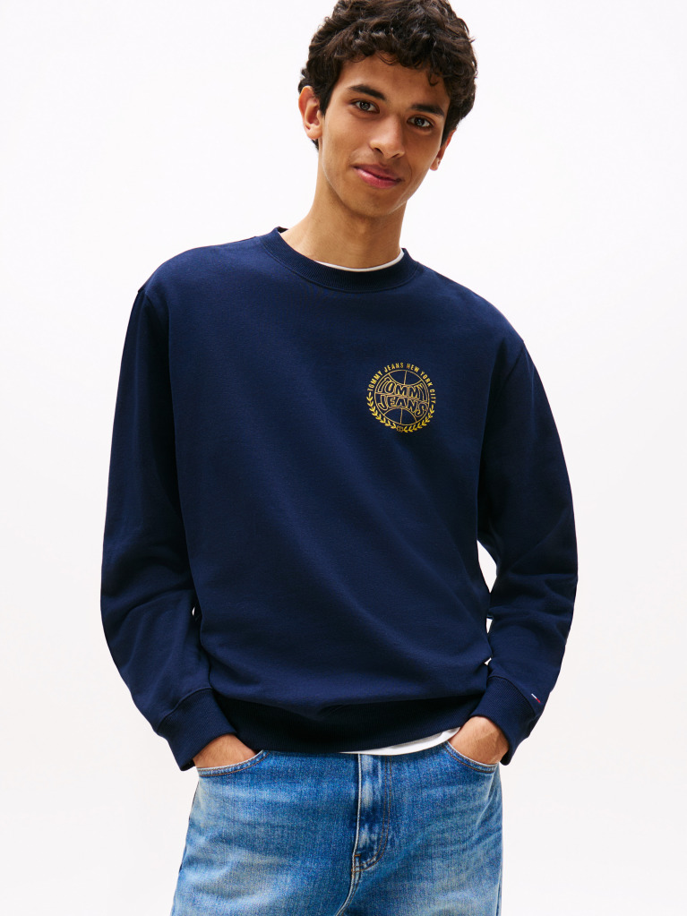 Blue Bluza Heritage Varsity Cu Guler Rotund  Barbati