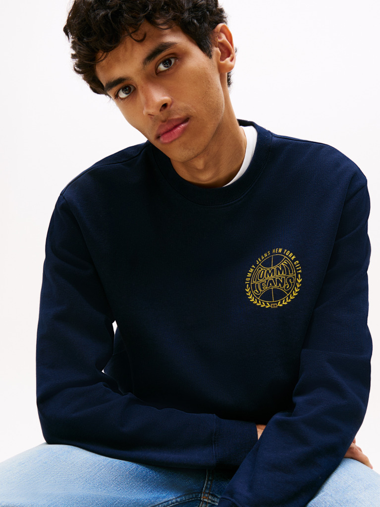 Blue Bluza Heritage Varsity Cu Guler Rotund  Barbati