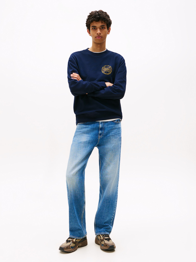 Blue Bluza Heritage Varsity Cu Guler Rotund  Barbati