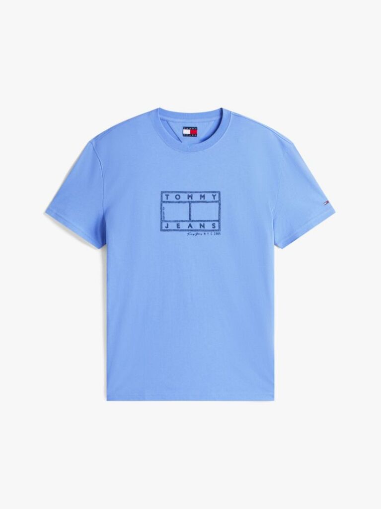 Blue Tricou Cu Guler Rotund Si Logo  Barbati