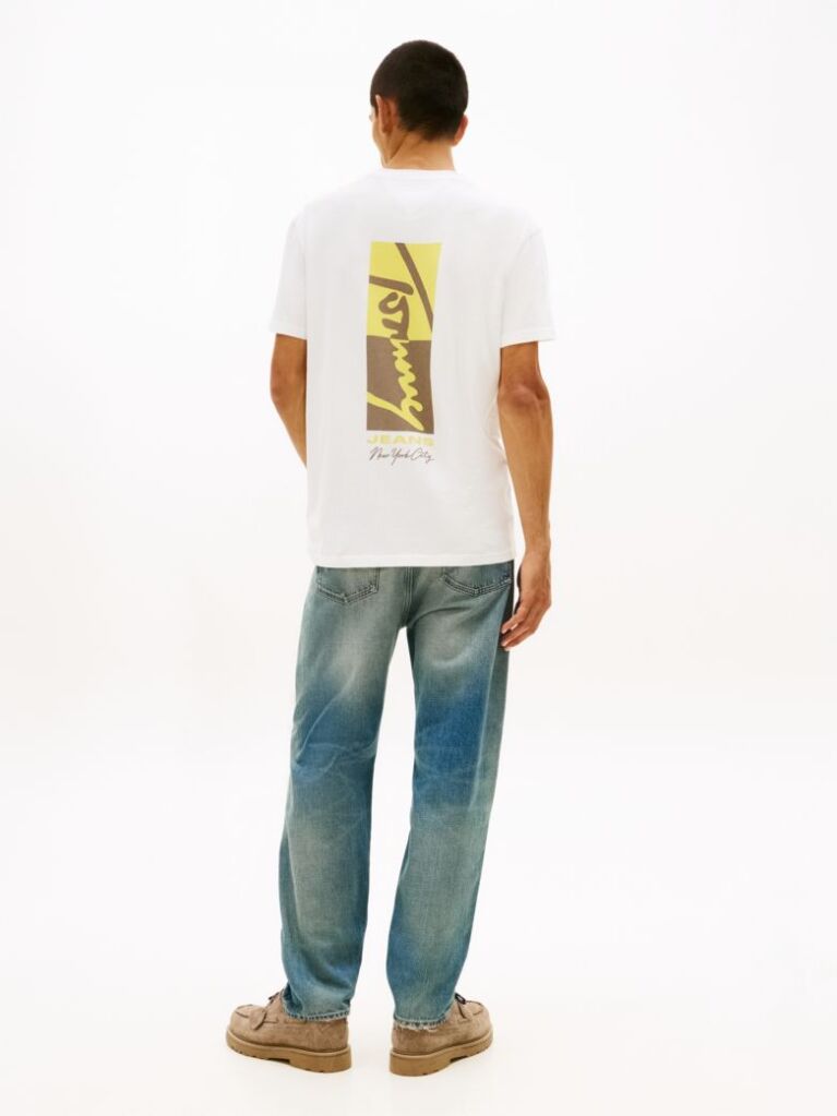Alb Tricou Cu Guler Rotund Si Broderie Cu Logo Signature  Barbati