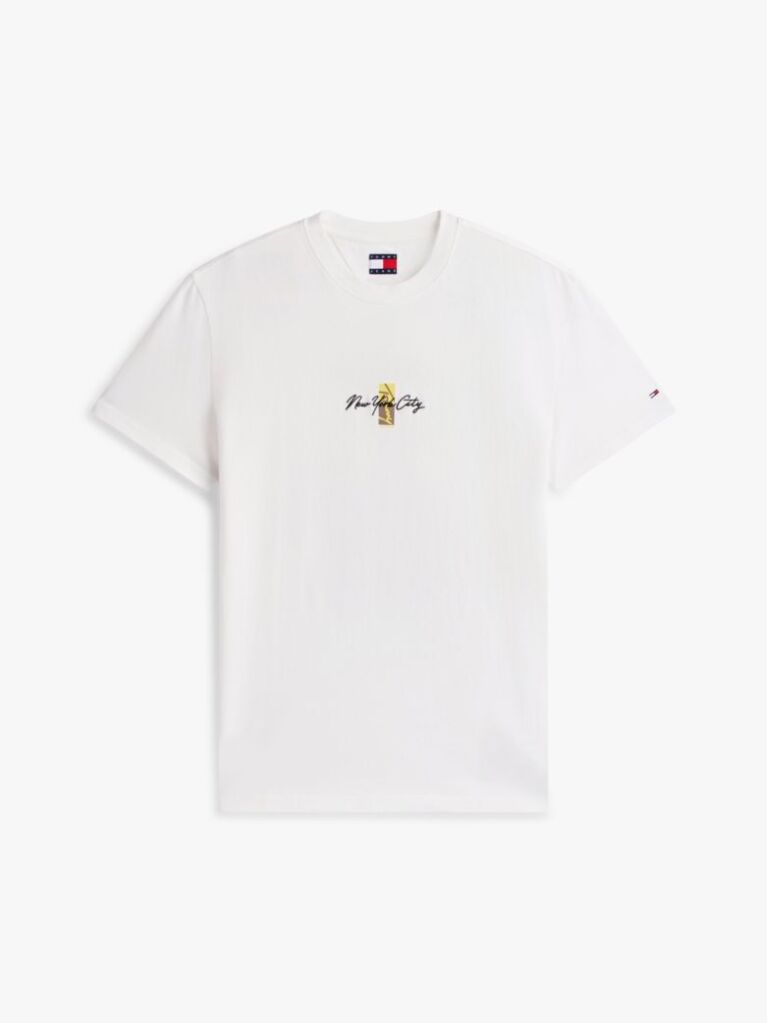 Alb Tricou Cu Guler Rotund Si Broderie Cu Logo Signature  Barbati