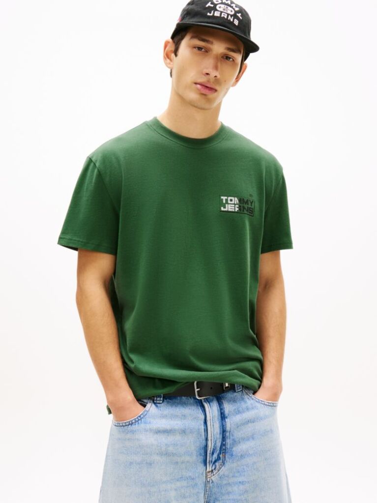 Verde Tricou Relaxat Din Jersey Cu Logo Pe Spate  Barbati