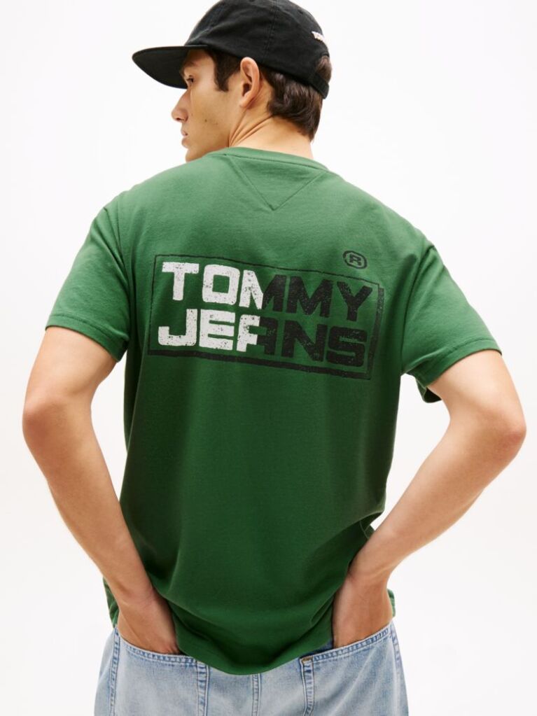 Verde Tricou Relaxat Din Jersey Cu Logo Pe Spate  Barbati