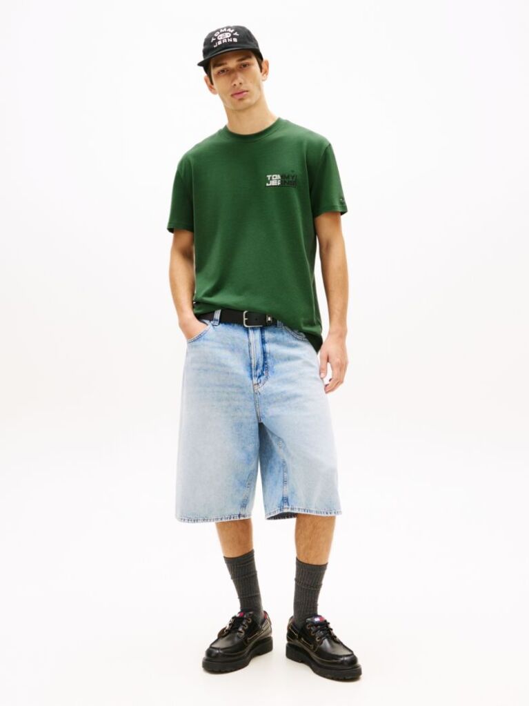 Verde Tricou Relaxat Din Jersey Cu Logo Pe Spate  Barbati