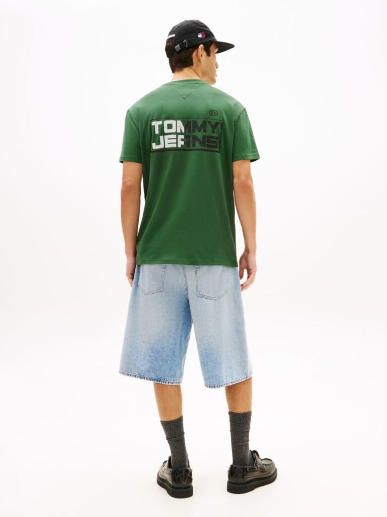 Verde Tricou Relaxat Din Jersey Cu Logo Pe Spate  Barbati