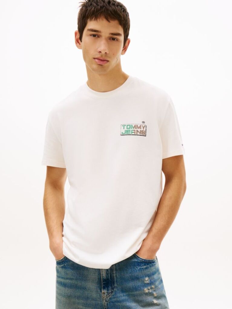 Bej Tricou Relaxat Din Jersey Cu Logo Pe Spate  Barbati