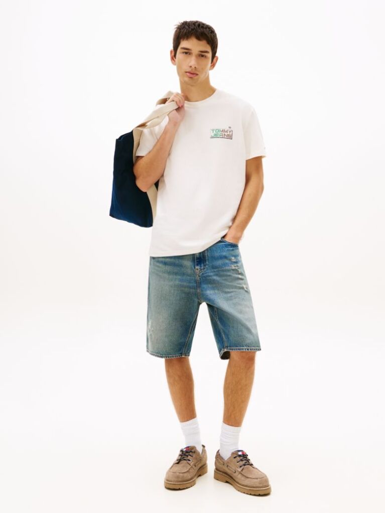 Bej Tricou Relaxat Din Jersey Cu Logo Pe Spate  Barbati