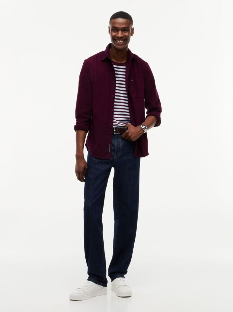 Purple Regular Fit Button-Down Corduroy Shirt  Men