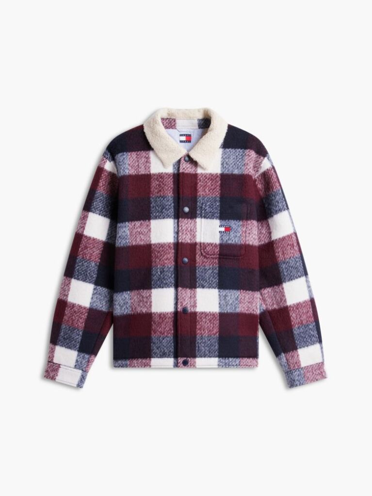 Blue Teddy Lined Brushed Flannel Oversized Shacket  Men