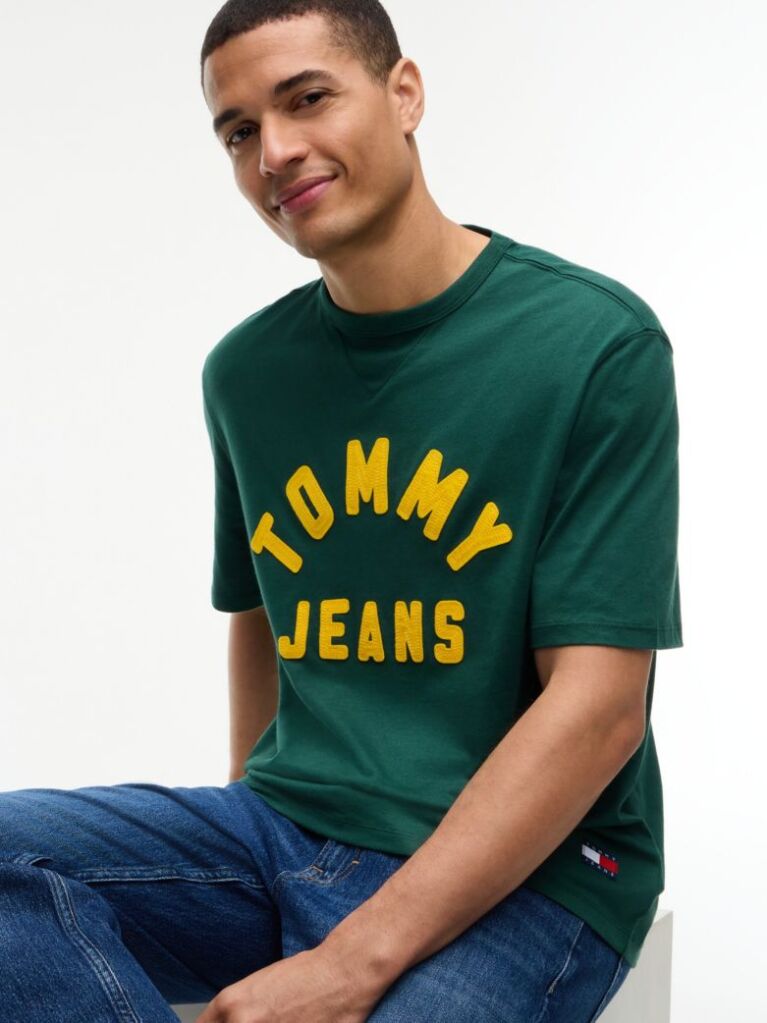 Verde T-Shirt Din Jerseu Oversized Cu Logo Clasic  Barbati