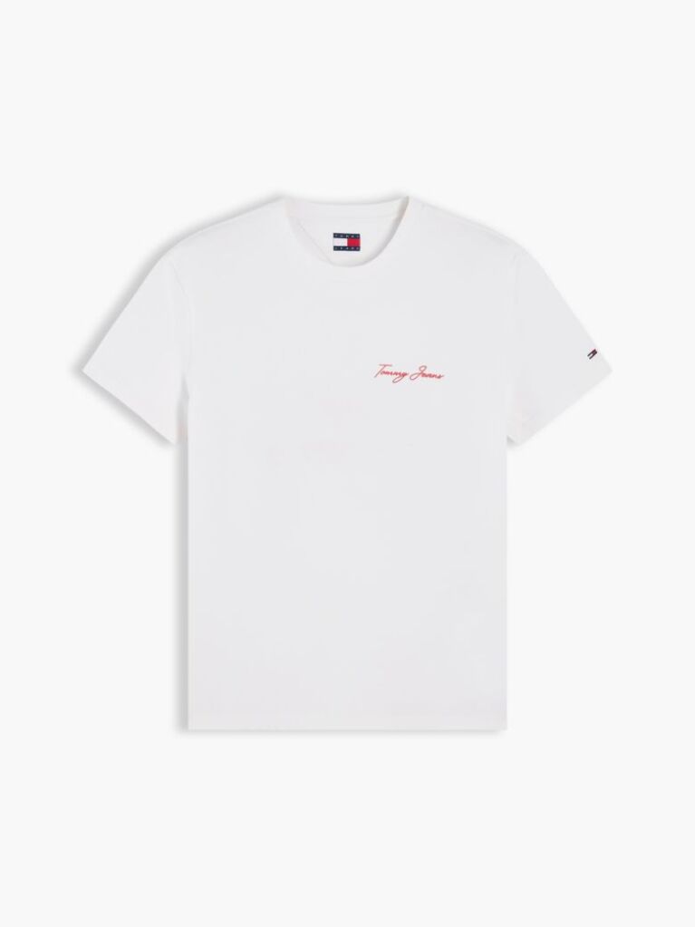 White Logo Flag Embroidery Peached T-Shirt  Men