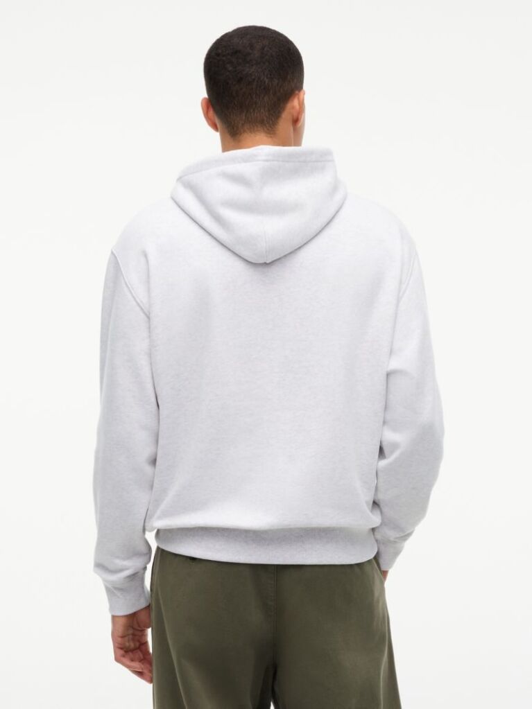 Gri Hanorac Cu Fleece Croiala Lejera Si Logo Clasic  Barbati