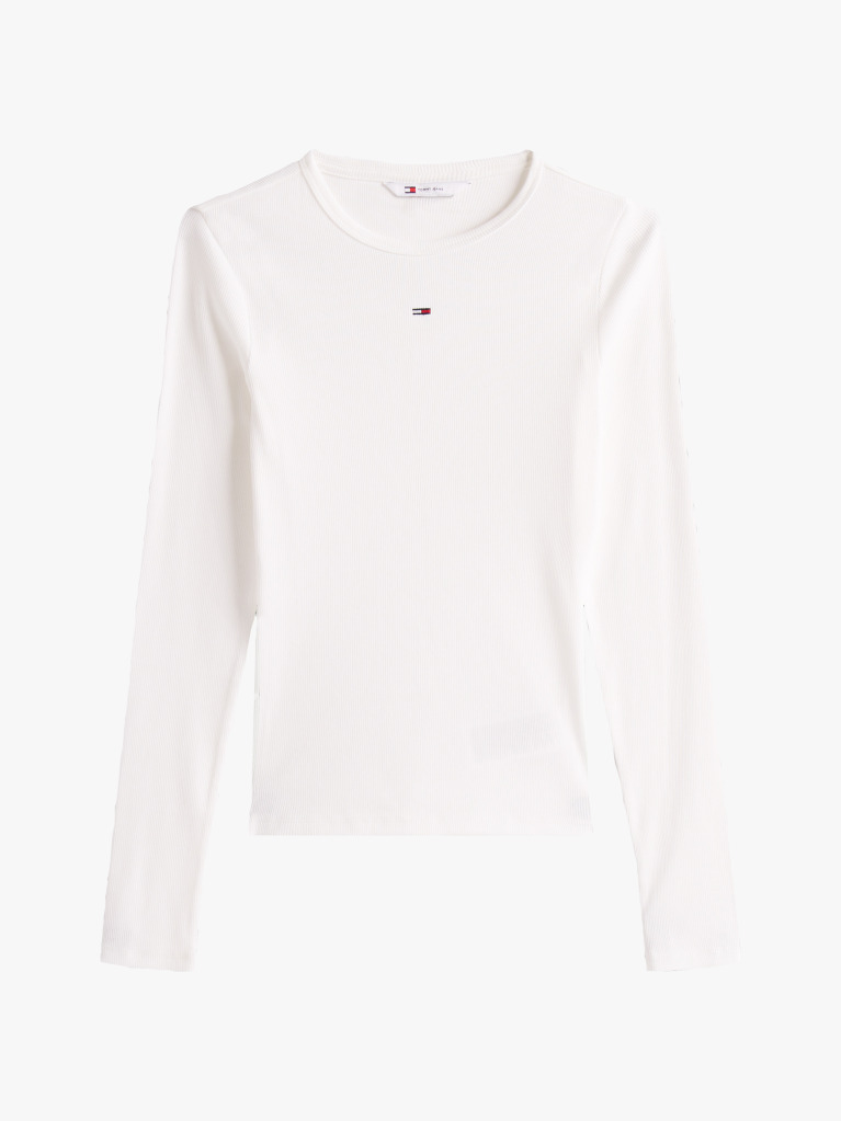 Bej Tricou Slim Cu Maneca Lunga Si Guler Riplat  Femei
