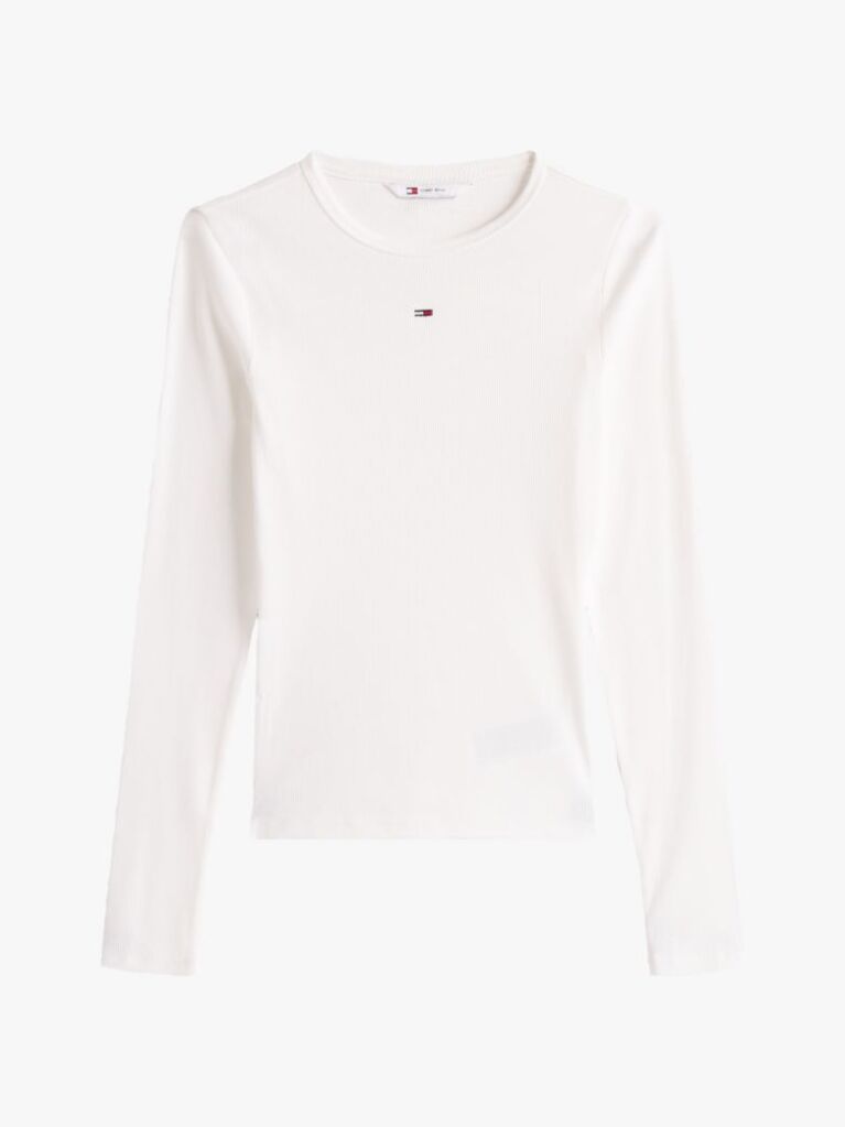 Bej Tricou Slim Cu Maneca Lunga Si Guler Riplat  Femei