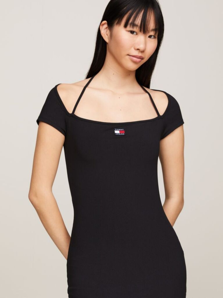 Negru Rochie Midi Bodycon Cu Insigna Tommy  Femei