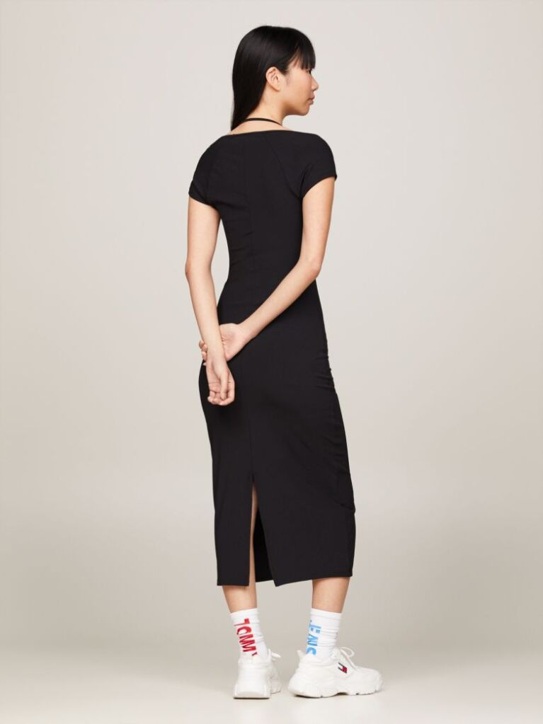 Negru Rochie Midi Bodycon Cu Insigna Tommy  Femei