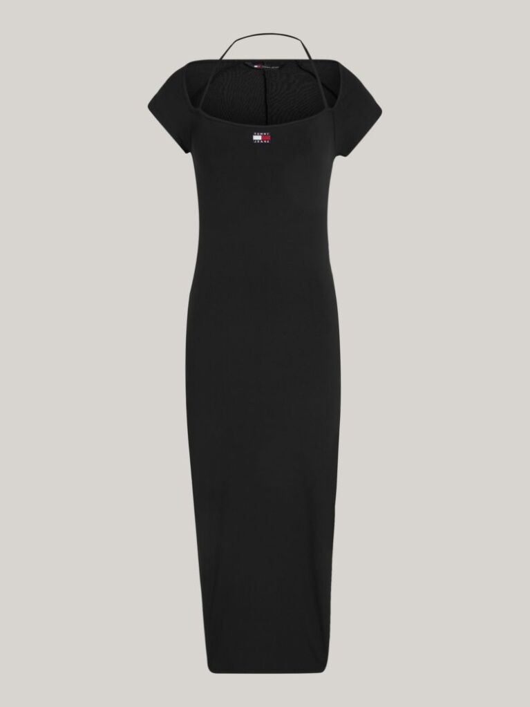 Negru Rochie Midi Bodycon Cu Insigna Tommy  Femei