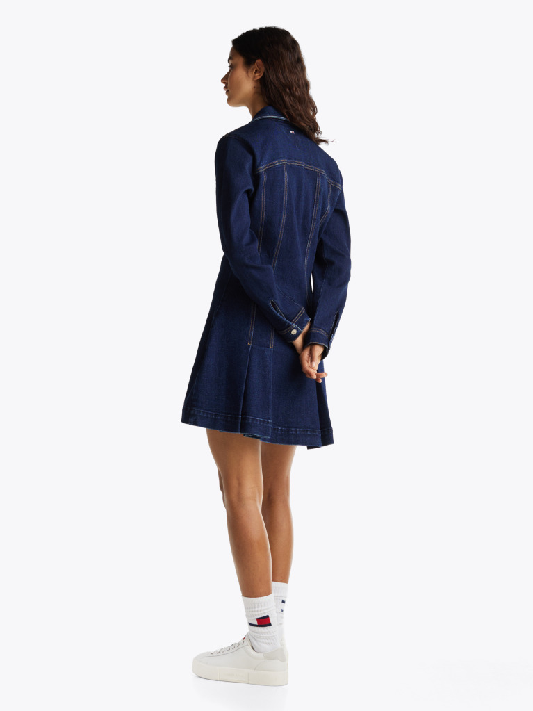 Blue Pleated Denim Mini Shirt Dress  Women