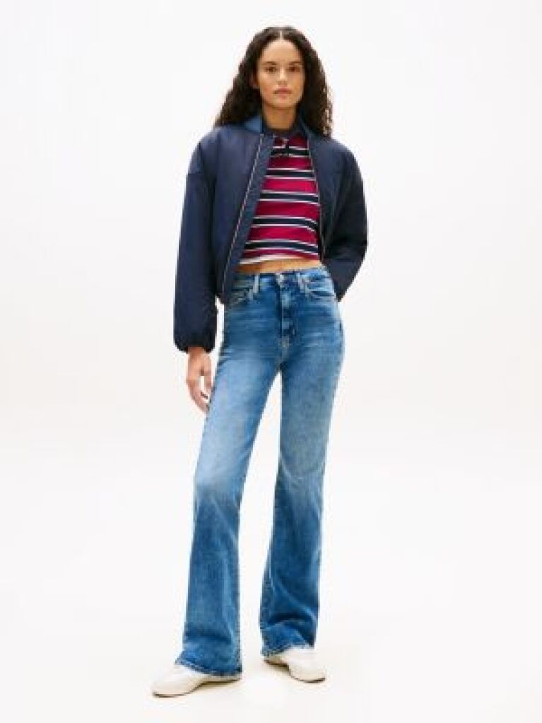 Denim Jeansi Skinny Cu Talie Inalta Si Picior Evazat  Femei
