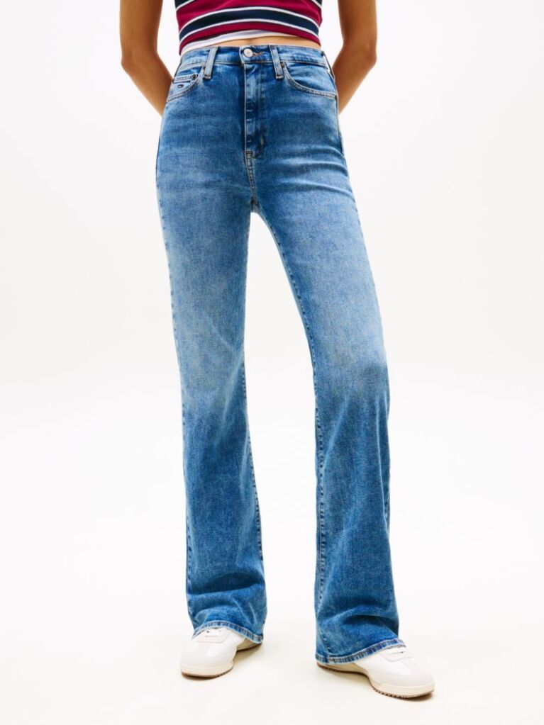 Denim Jeansi Skinny Cu Talie Inalta Si Picior Evazat  Femei