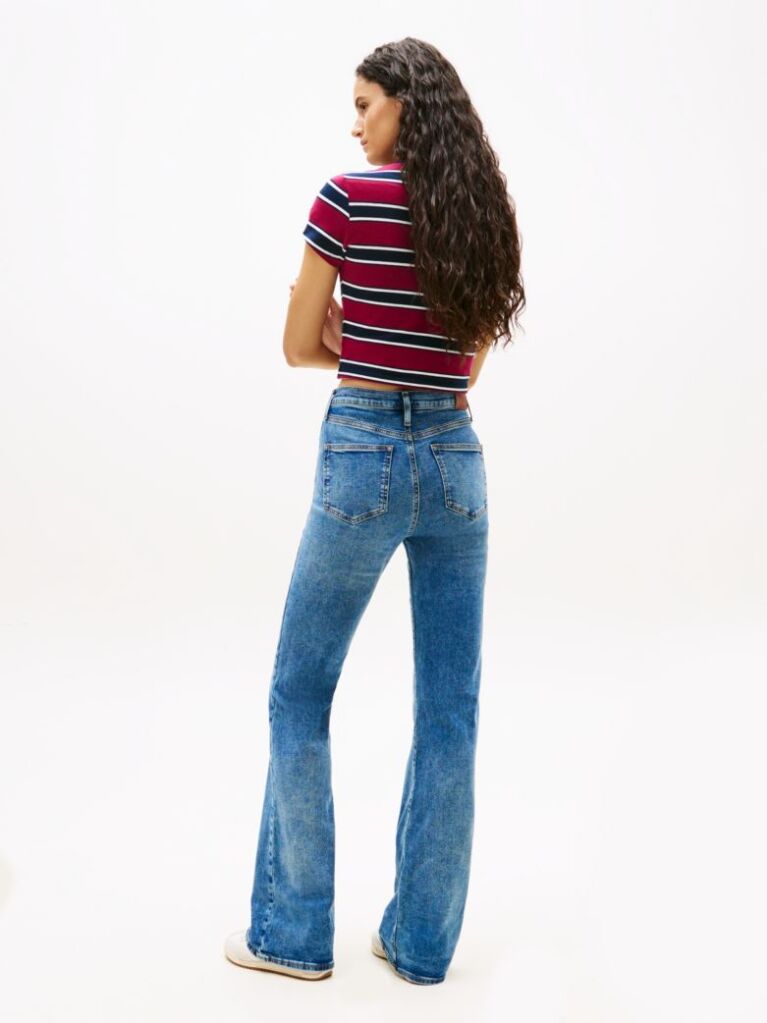 Denim Jeansi Skinny Cu Talie Inalta Si Picior Evazat  Femei