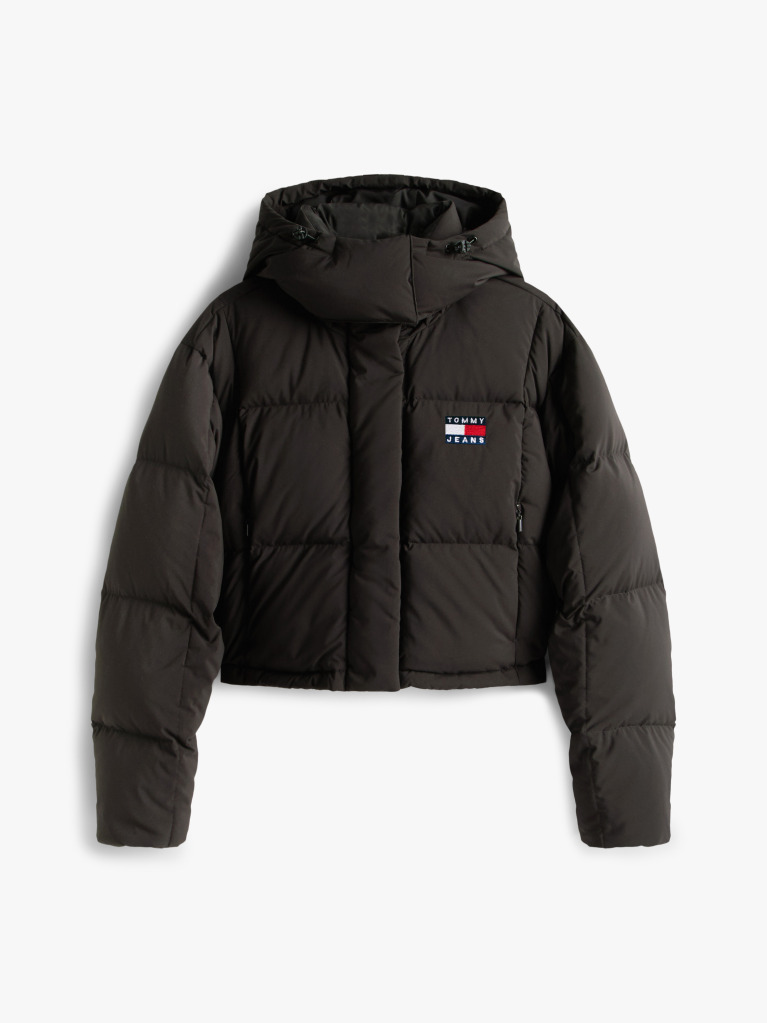 Negru Geaca Puffer Alaska Croiala Scurta Cu Umplutura Din Puf  Femei