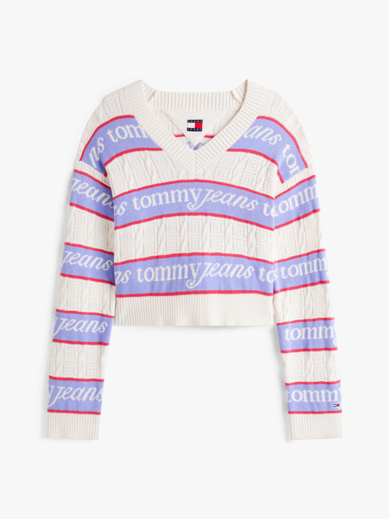 Multi Pulover Relaxat Cu Dungi Si Logo Tommy Flag  Femei