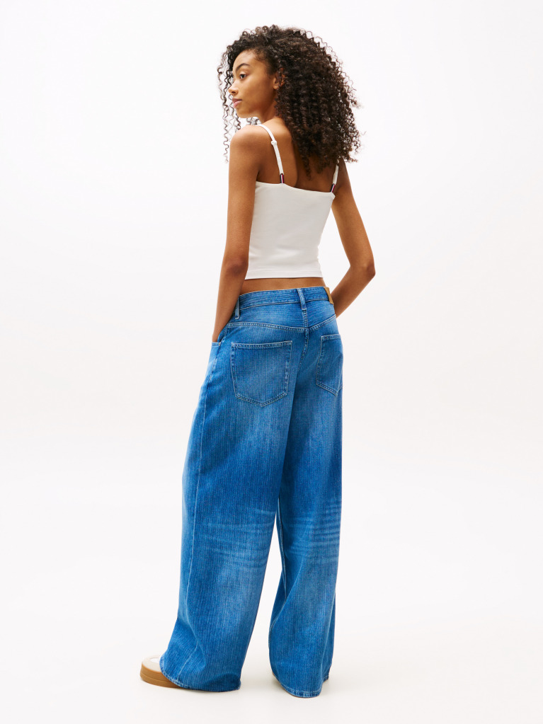 Denim Jeans Charlie Cu Talie Medie Si Croi Larg  Femei