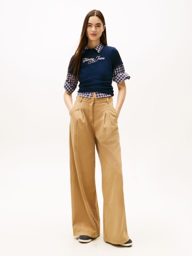 Blue Essential Tricou Rib Slim Cu Logo  Femei