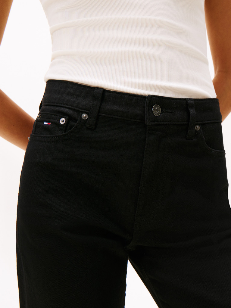 Denim Blugi Negri Slim Cu Talie Medie  Femei