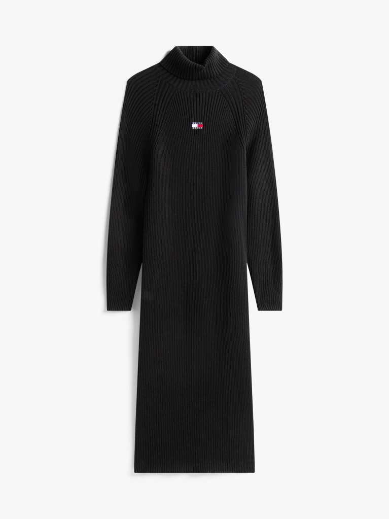 Negru Rochie Pulover Maxi Relaxata Cu Emblema Tommy Badge  Femei